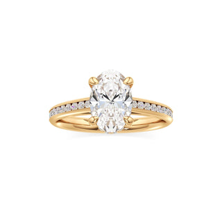 Cathedral Channel Set Diamond Basket Pear Engagement Ring