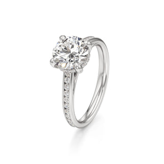 Cathedral Channel Set Diamond Basket Pear Engagement Ring