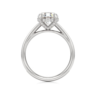 Cathedral Channel Set Diamond Basket Pear Engagement Ring