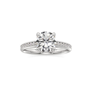 Cathedral Channel Set Diamond Basket Pear Engagement Ring