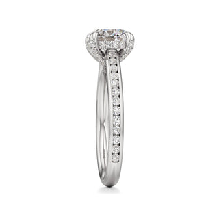Cathedral Channel Set Diamond Basket Pear Engagement Ring