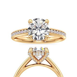 Cathedral Channel Set Diamond Basket Princess Engagement Ring