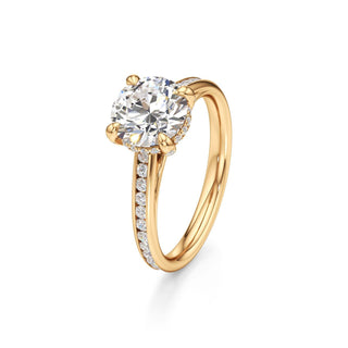 Cathedral Channel Set Diamond Basket Pear Engagement Ring