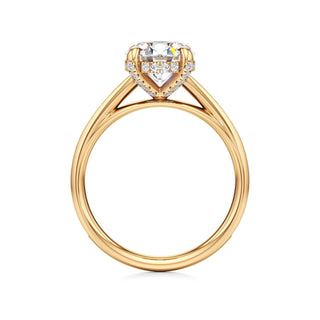 Cathedral Channel Set Diamond Basket Pear Engagement Ring