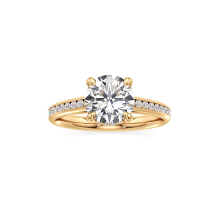 Cathedral Channel Set Diamond Basket Pear Engagement Ring