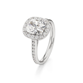 Cathedral Channel Set Halo Emerald Engagement Ring