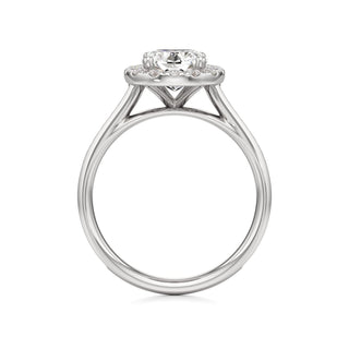 Cathedral Channel Set Halo Emerald Engagement Ring