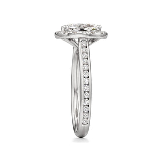 Cathedral Channel Set Halo Emerald Engagement Ring
