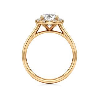 Cathedral Channel Set Halo Emerald Engagement Ring