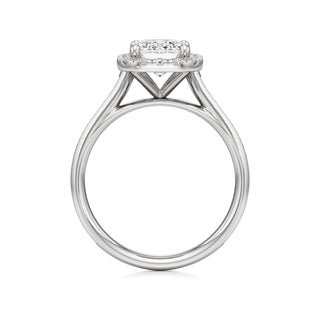 Cathedral Channel Set Halo Emerald Engagement Ring
