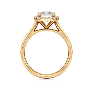 Cathedral Channel Set Halo Emerald Engagement Ring