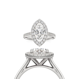 Cathedral Channel Set Halo Emerald Engagement Ring