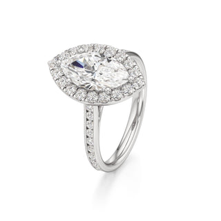 Cathedral Channel Set Halo Emerald Engagement Ring