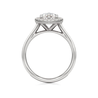 Cathedral Channel Set Halo Emerald Engagement Ring