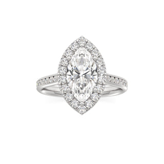 Cathedral Channel Set Halo Emerald Engagement Ring