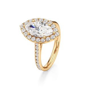 Cathedral Channel Set Halo Emerald Engagement Ring