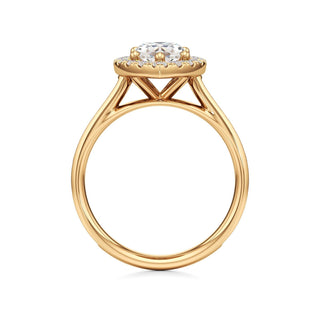 Cathedral Channel Set Halo Emerald Engagement Ring