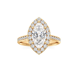 Cathedral Channel Set Halo Emerald Engagement Ring