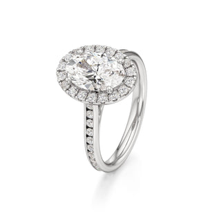 Cathedral Channel Set Halo Emerald Engagement Ring