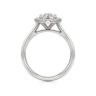 Cathedral Channel Set Halo Emerald Engagement Ring