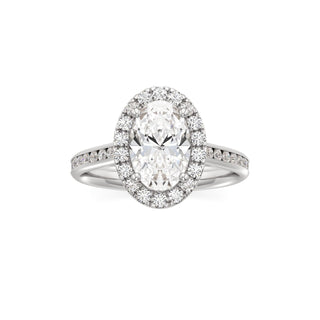 Cathedral Channel Set Halo Emerald Engagement Ring