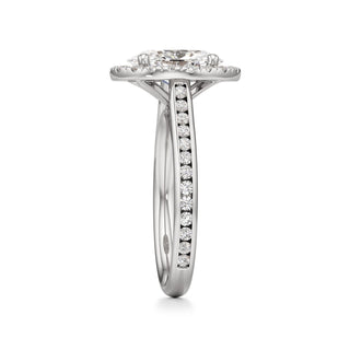 Cathedral Channel Set Halo Emerald Engagement Ring