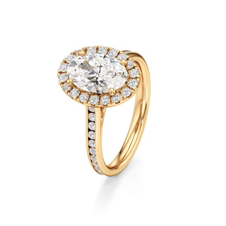 Cathedral Channel Set Halo Emerald Engagement Ring