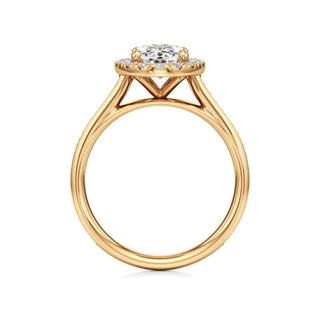 Cathedral Channel Set Halo Emerald Engagement Ring