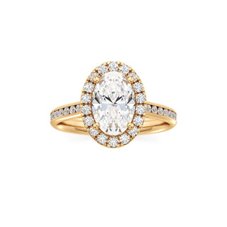 Cathedral Channel Set Halo Emerald Engagement Ring