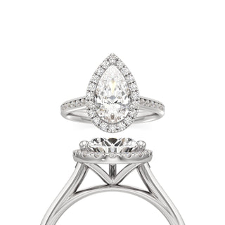 Cathedral Channel Set Halo Emerald Engagement Ring