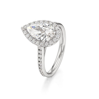 Cathedral Channel Set Halo Emerald Engagement Ring