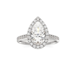 Cathedral Channel Set Halo Emerald Engagement Ring