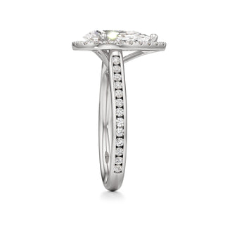 Cathedral Channel Set Halo Emerald Engagement Ring