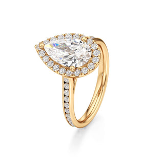 Cathedral Channel Set Halo Emerald Engagement Ring