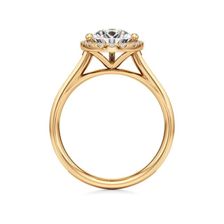 Cathedral Channel Set Halo Emerald Engagement Ring