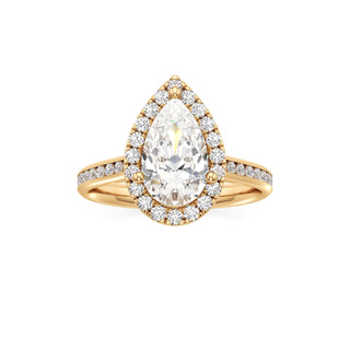 Cathedral Channel Set Halo Emerald Engagement Ring
