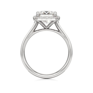Cathedral Channel Set Halo Emerald Engagement Ring