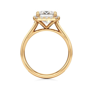 Cathedral Channel Set Halo Emerald Engagement Ring