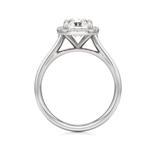 Cathedral Channel Set Halo Emerald Engagement Ring
