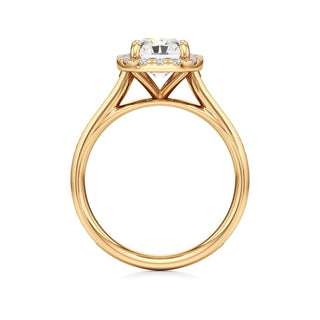 Cathedral Channel Set Halo Emerald Engagement Ring
