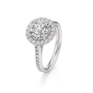 Cathedral Channel Set Halo Emerald Engagement Ring