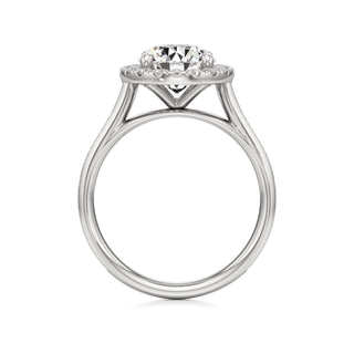 Cathedral Channel Set Halo Emerald Engagement Ring