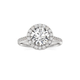 Cathedral Channel Set Halo Emerald Engagement Ring
