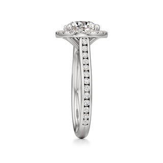 Cathedral Channel Set Halo Emerald Engagement Ring