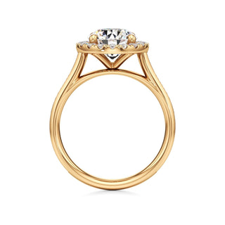 Cathedral Channel Set Halo Emerald Engagement Ring