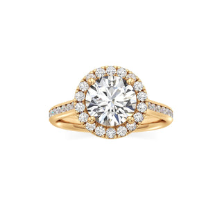 Cathedral Channel Set Halo Emerald Engagement Ring
