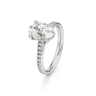 Cathedral Channel Set Hidden Halo Emerald Engagement Ring