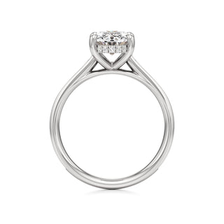 Cathedral Channel Set Hidden Halo Emerald Engagement Ring