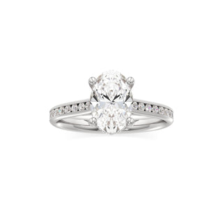 Cathedral Channel Set Hidden Halo Emerald Engagement Ring