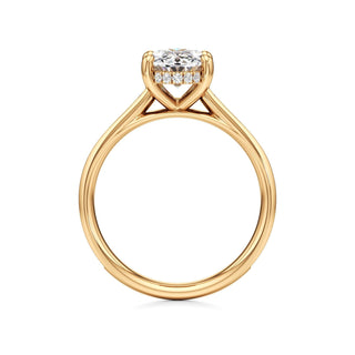 Cathedral Channel Set Hidden Halo Emerald Engagement Ring